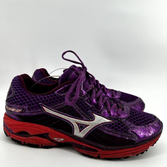 Mizuno Wave Rider 15 Neutral Running Shoes Lace Up Athletic Purple Red 8.5 - Picture 3 of 8